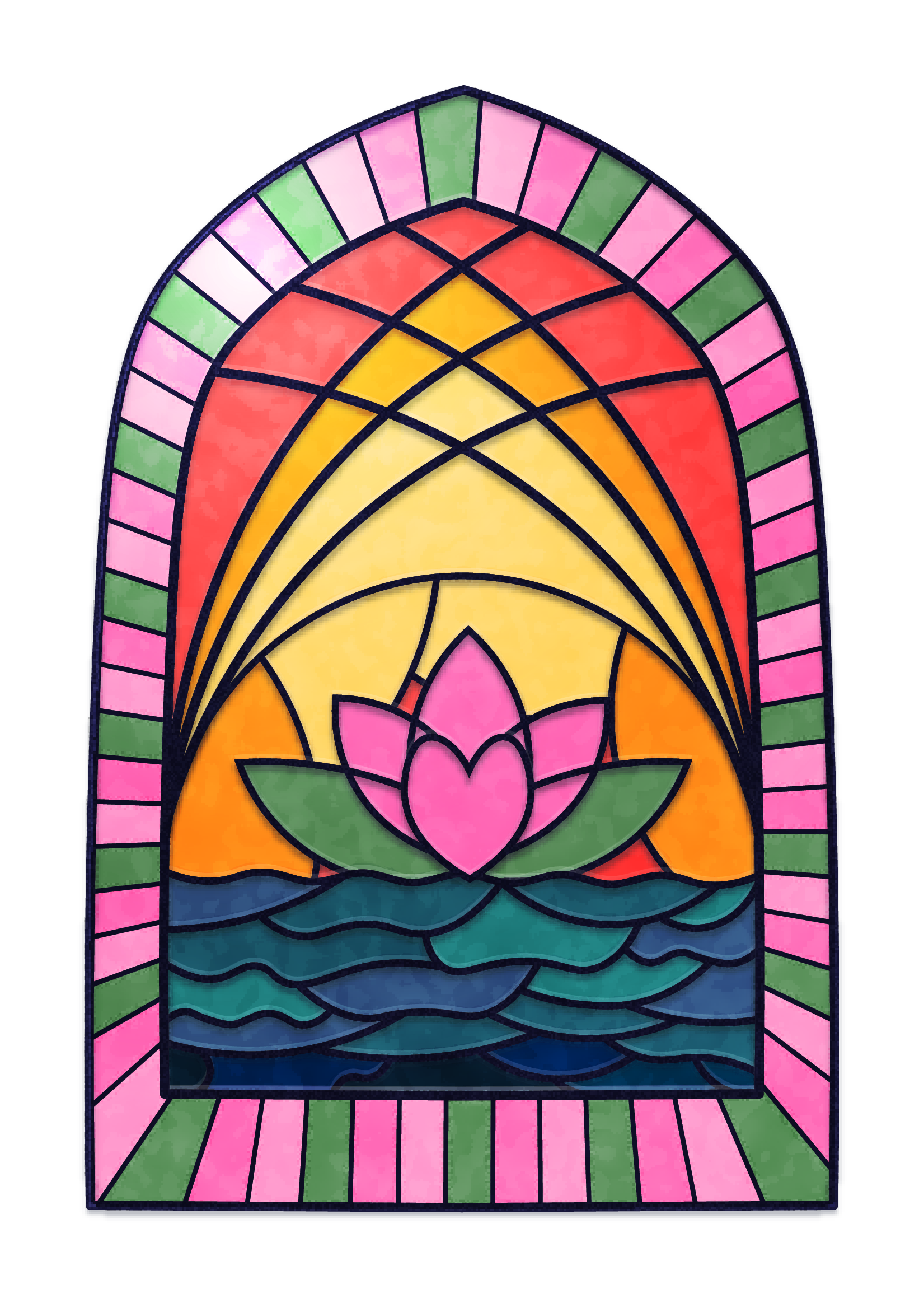 Stained Glass version of the Lotus Pond Creative Lotus